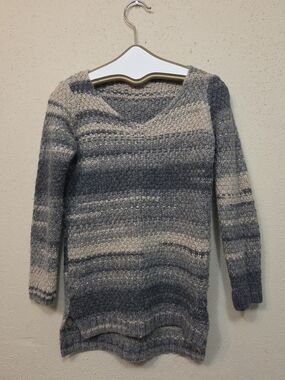 Elsamanda Sweater Womens Small Striped V-Neck Tunic